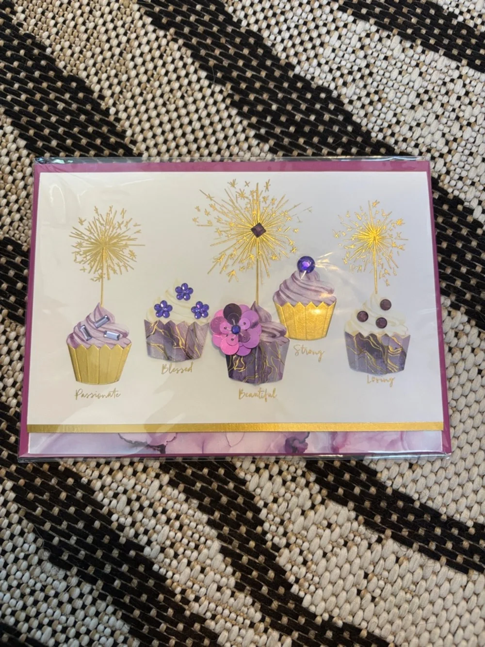 🆕Papyrus Gemmed Fancy Cupcakes Birthday Greeting Card
